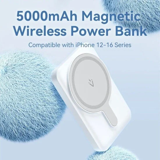 Vention Power Bank 5000mAh Magnetic Wireless (USB-C + USB-C + Wireless) 20W _ White